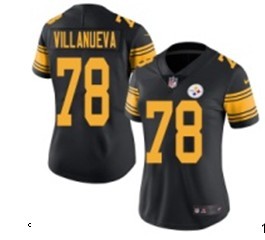 2017 women Pittsburgh Steelers 78 Alejandro Villanueva Nike Black Game Jersey